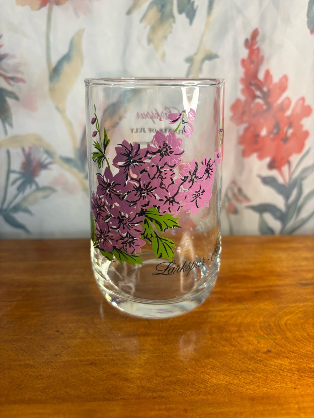 Vintage “July-Lavender” Floral Glass Tumbler - Home Dining
